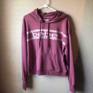 New Bebe Sport Hoodie Women’s Dark Pink Pullover Casual Sweatshirt Active Large